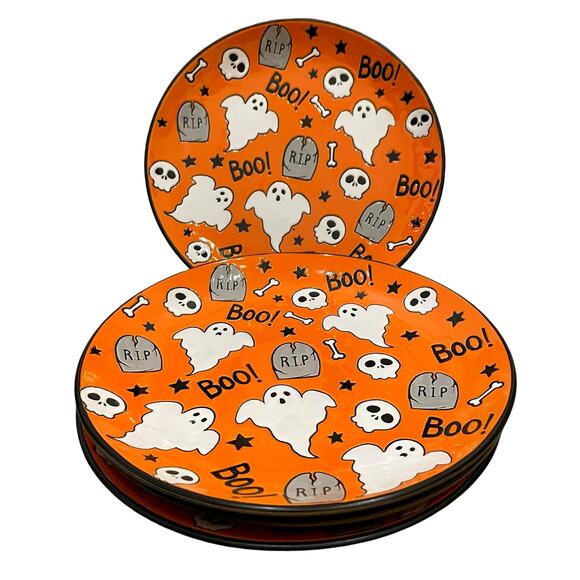 Eli + Ana MELTON GHOST Dinner Plate Set of 4 Ceramic Halloween BOO RIP New - Picture 15 of 15